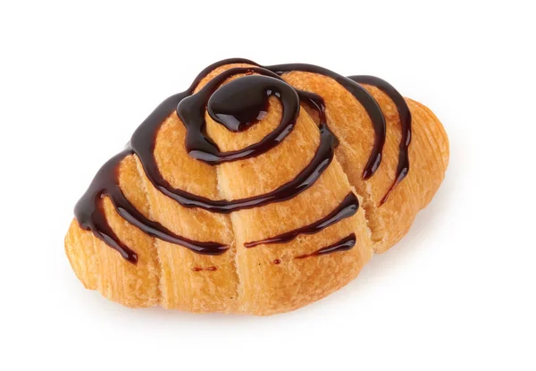 Croissant med varm choklad — Stockfoto