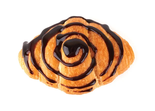 Croissant con chocolate caliente —  Fotos de Stock