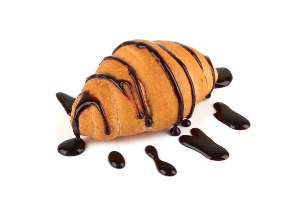 Croissant con chocolate caliente —  Fotos de Stock