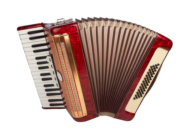 Retro Accordeon Geïsoleerd Witte Achtergrond — Stockfoto