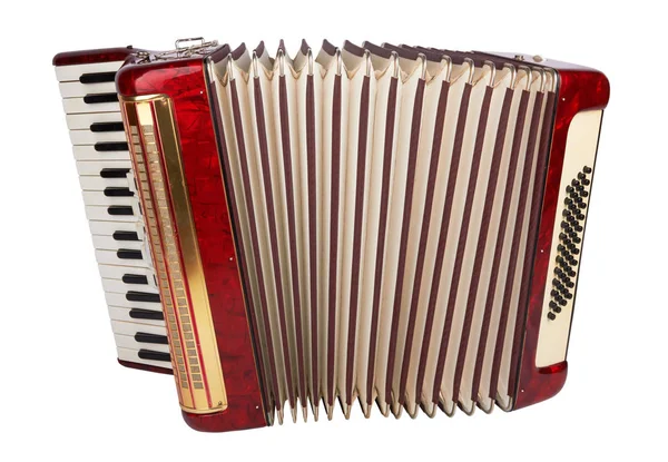 Retro Accordeon Geïsoleerd Witte Achtergrond — Stockfoto