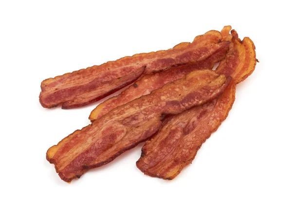 Bacon Frito Isolado Fundo Branco — Fotografia de Stock