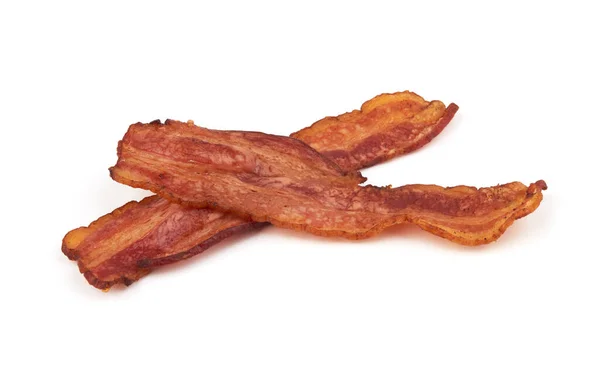 Bacon Frit Isolé Sur Fond Blanc — Photo