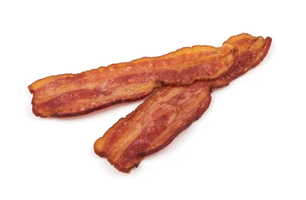 Bacon Frit Isolé Sur Fond Blanc — Photo