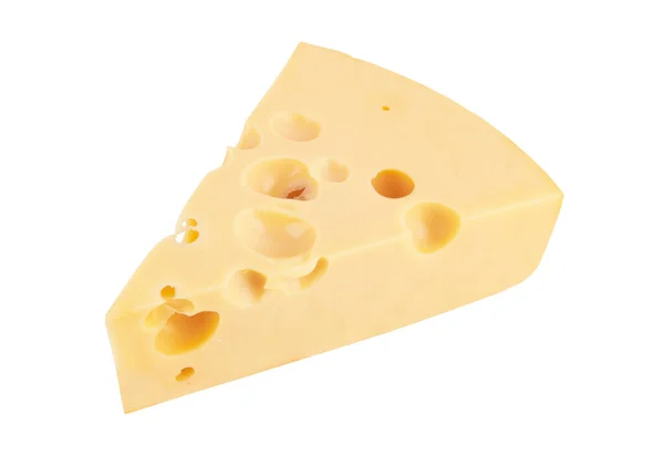 在白色背景上分离的一块奶酪 — 图库照片