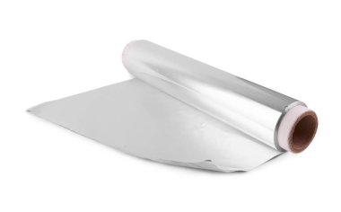 Beyaz arkaplanda alüminyum folyoyu kapat