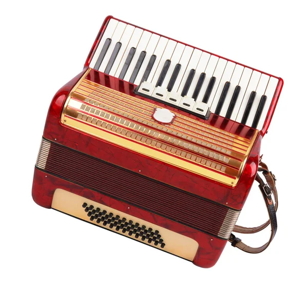 Retro Accordeon Geïsoleerd Witte Achtergrond — Stockfoto