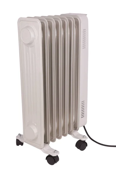 Olja Elektrisk Radiator Värmare Isolerad Vit Bakgrund — Stockfoto