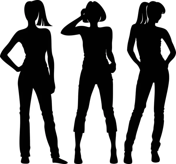 Silhouette vectorielle de jolie fille — Image vectorielle