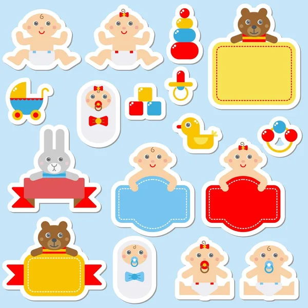 Stickers set for newborns — Stock Vector