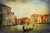 Картина, постер, плакат, фотообои "romantic venetian canals - artwork in painting style", артикул 125167792