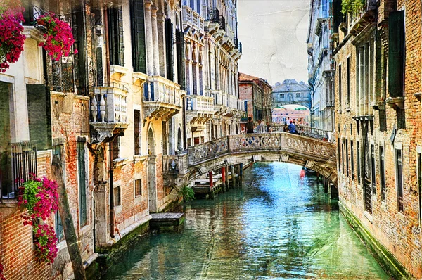 Romantische Venetiaanse grachten, Venetië, Italië — Stockfoto