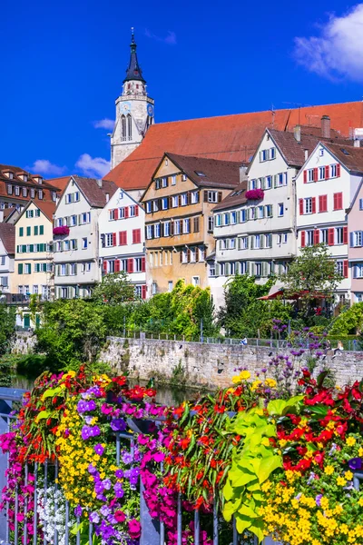 Virágos gyönyörű város Tubingen - Németország (Baden-Württemberg) — Stock Fotó