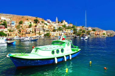 Symi - güzel renkli Island, Yunanistan, Dodecanesse
