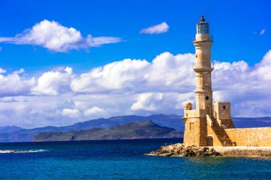 Beautiful lighthouse - landmark of Chania town, Crete, Greece clipart