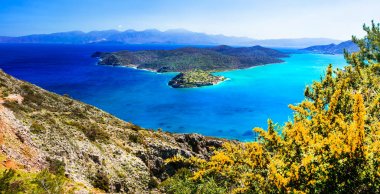 Güzel Yunanistan manzaralar - küçük görünümünü Spinalonga ada. Crete Adası.