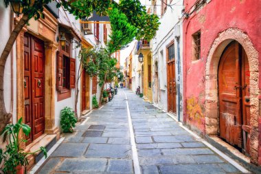 Charming streets of old town in Rethymno.Crete island, Greece clipart