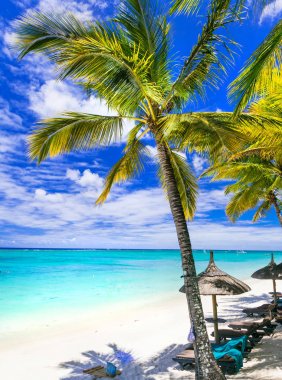 Rahatlatıcı tropikal tatil - Mauritius Adası'nın güzel plajları.
