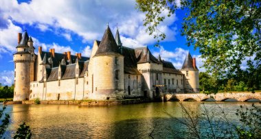 Romantik Ortaçağ kaleleri Loire Valley - fairytale Le Plessis Bourré, Fransa.
