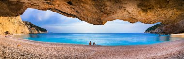 Relaxing scenery before the sunset in the most beautiful beach of Greece,Porto Katsiki beach. clipart