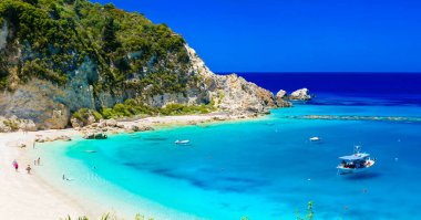 Turquoise beautiful beaches  of Lefkada island, Agios Nikitas. clipart