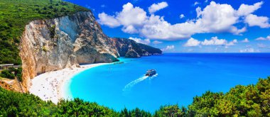 Most beautiful beaches of Greece series - Porto Katsiki in Lefkad island. clipart