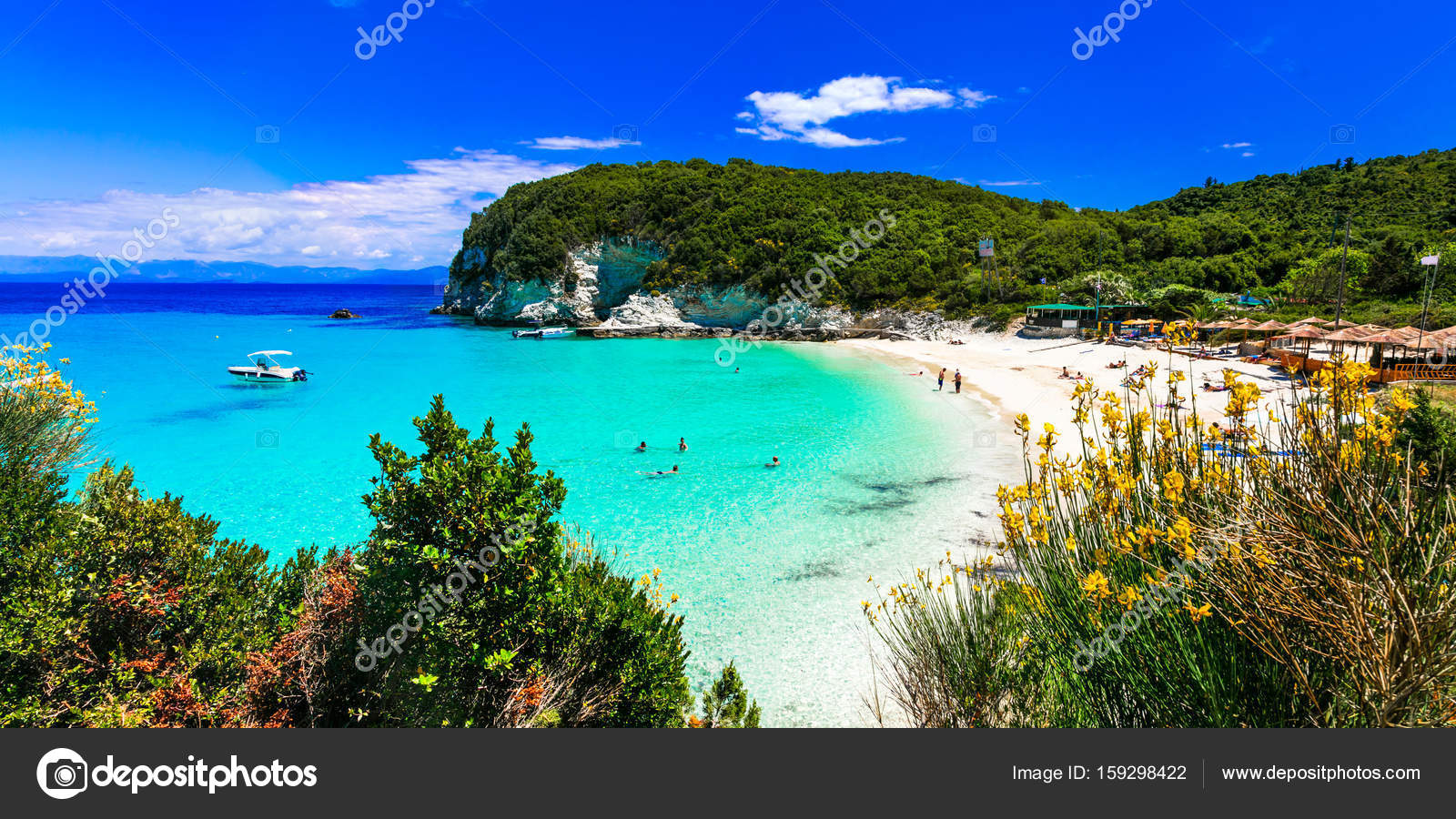 Beaches hd wallpaper Most beautiful beaches of Greece Vrika in Antipaxos island. — Stock