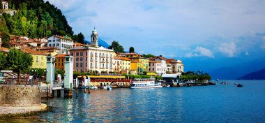 beautiful Lago di Como - panorama of Bellagio town. North of Italy. clipart