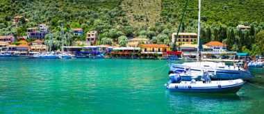 Resimsel balıkçı köyü Sivota Lefkada, iyon Adası