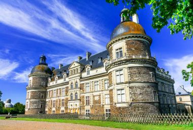 amazing castles of Loire valley - beautiful elegant Chateau de Serrant,France. clipart