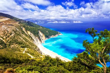 One of the most beautiful beaches of Greece- Myrtos bay in Kefalonia island. clipart