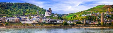 travel in Germany - cruise over Rhine valley - pictorial town Oberwesel. clipart
