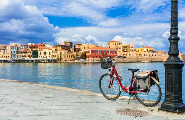  Eski Venedik şehir Chania Crete Adası. Yunanistan