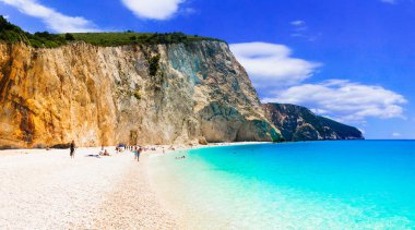 Lefkada, Ionian Islands, Yunanistan - Porto Katsiki en iyi plajları