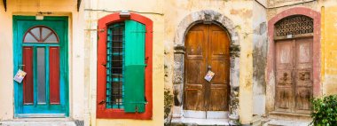 Eski ahşap kapılar. (Crete Adası, Yunanistan)