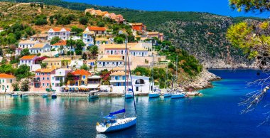 Amazing Greece - picturesque colorful village Assos in Kefalonia clipart