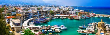 Lanmarks of Cyprus - beautiful Kyrenia town in northen turkish part. clipart