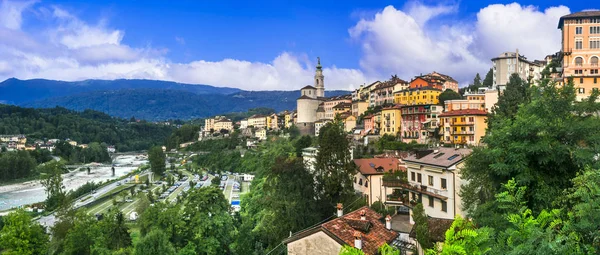 Travel in northern Italy - beautiful Belluno town surrounded by mountains. — Stock Photo, Image