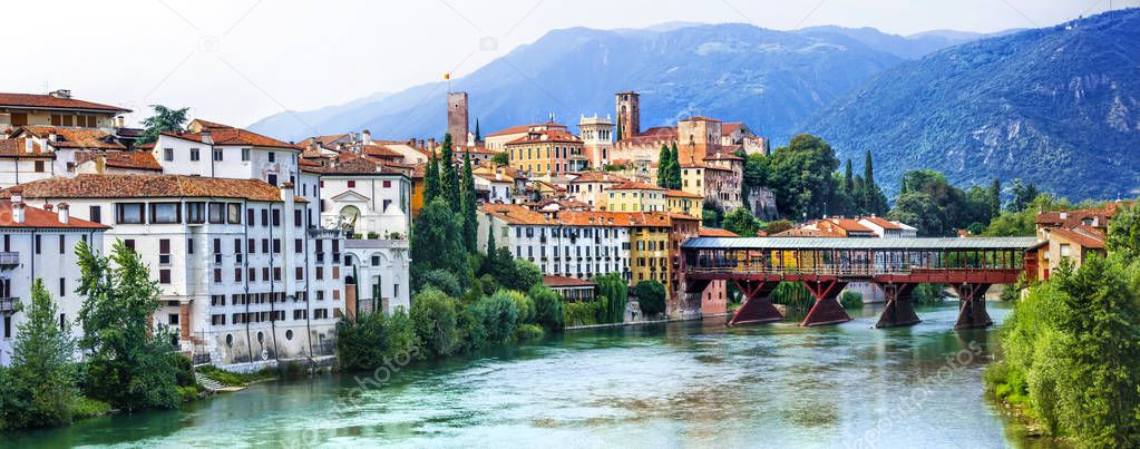 Beautiful medieval towns of Italy -picturesque  Bassano del Grappa,Veneto.