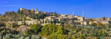 Ortaçağ Montalcino kasabası, Toskana, İtalya.