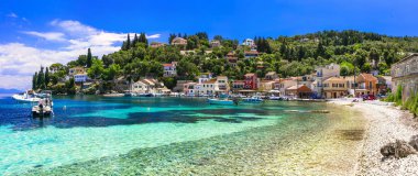 Otantik sükunet Paxos Adası. Loggo balıkçı köyü. İyonyan. Yunanistan..