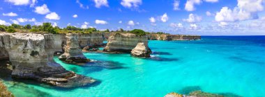 Puglia 'daki harika deniz manzarası. 