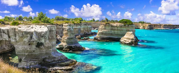 Prachtige Zee Landschap Puglia Torre Sant Andrea Uitzicht Met Turquoise — Stockfoto