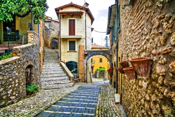 Charming Narrow Streets Old Traditional Villages Italy Casperia — Stock Photo, Image