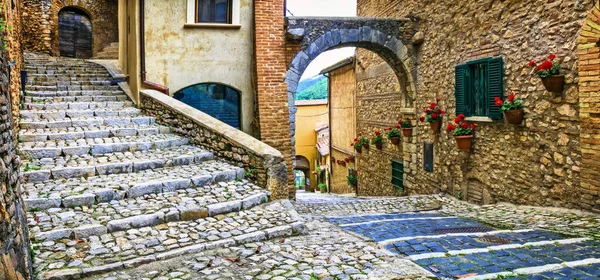 Encantadoras Calles Florales Antiguos Pueblos Tradicionales Italia Casperia Provincia Rieti — Foto de Stock