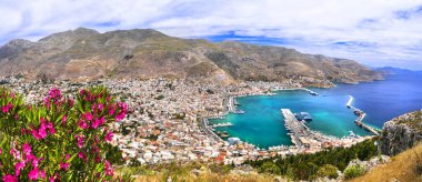 Yunanistan 'a seyahat - güzel Kalymnos adası, Dodecanese. panoramik görünüm.