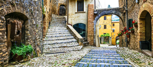 Traditional medieval villages of Italy - picturesque old floral streets in Casperia,Lazio.