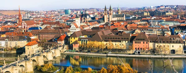 Niemcy Podróże Zabytki Panorama Średniowiecznego Miasta Wurzburg Bawaria — Zdjęcie stockowe