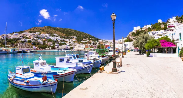 Bella Grecia Colorata Villaggio Pescatori Tradizionale Panteli Villaggio Isola Leros — Foto Stock