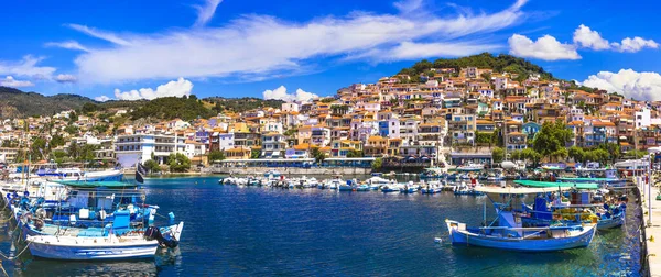 Best Greece Travel Lesvos Island Scenic Plomarion Town Panoramic View — стоковое фото